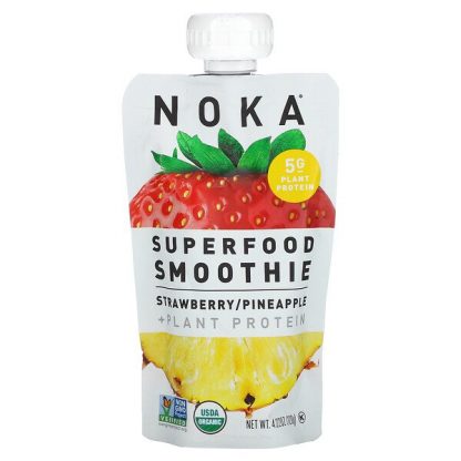 Noka, Superfood Smoothie + Plant Protein, Strawberry, Pineapple, 4.22 oz (120 g)