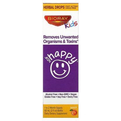 Bioray, NDF Happy, Removes Unwanted Organisms & Toxins, Kids, Peach Flavor, 2 fl oz. (60 ml)