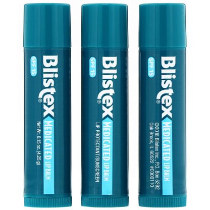 Blistex, Medicated Lip Protectant/Sunscreen, SPF 15, Original, 3 Balm Value Pack, 0.15 oz (4.25 g) Each