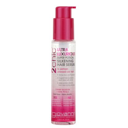 Giovanni, 2chic, Ultra-Luxurious Super Potion Silkening Hair Serum, Cherry Blossom + Rose Petals, 2.75 fl oz (81 ml)