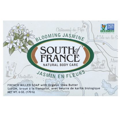 South of France, Blooming Jasmine, French Milled Oval Soap with Organic Shea Butter, 6 oz (170 g)