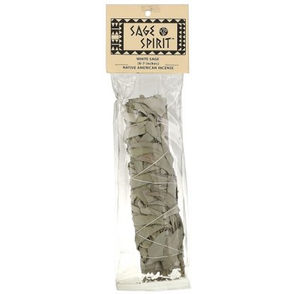 Sage Spirit, Native American Incense, White Sage, Medium (6-7 inches), 1 Smudge Wand