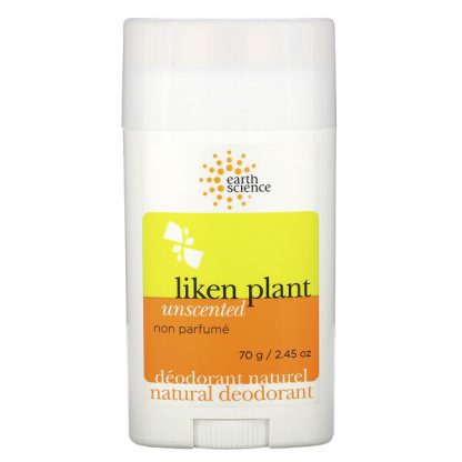 Earth Science, Natural Deodorant, Liken Plant, Unscented, 2.45 oz (70 g)