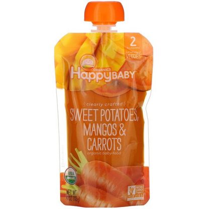 Happy Family Organics, Organic Baby Food, Stage 2, Clearly Crafted, 6+ Months, Sweet Potatoes, Mangos & Carrots, 4 oz (113 g)