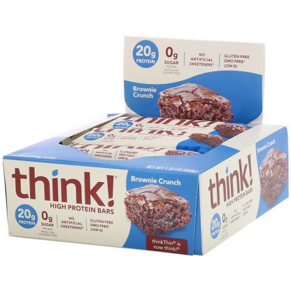 Think !, High Protein Bars, Brownie Crunch, 10 Bars, 2.1 oz (60 g) Each