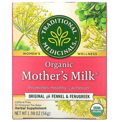 Traditional Medicinals, Organic Mother's Milk, Original with Fennel & Fenugreek, Caffeine Free, 32 Wrapped Tea Bags, 1.98 oz (56 g)