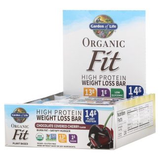 Garden of Life, Organic Fit, High Protein Weight Loss Bar, Chocolate Covered Cherry, 12 Bars, 1.94 oz (55 g) Each