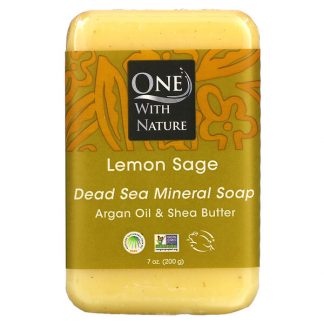 One with Nature, Dead Sea Mineral Soap Bar, Lemon Sage, 7 oz (200 g)