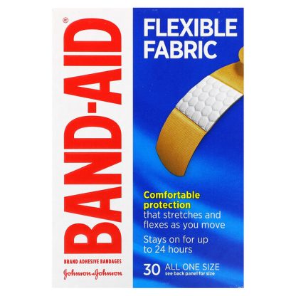 Band Aid, Adhesive Bandages, Flexible Fabric, 30 Bandages