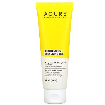 Acure, Brightening Cleansing Gel, 4 fl oz (118 ml)