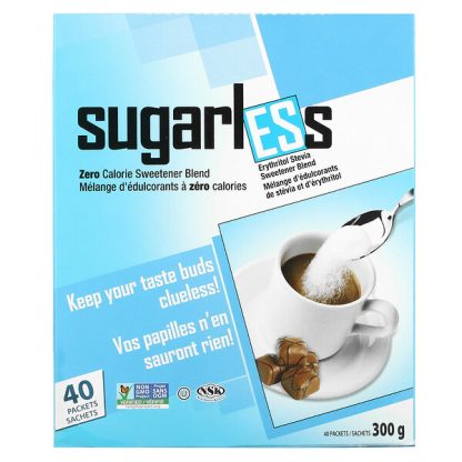 Health Garden, Sugarless, Erythritol Stevia Sweetener Blend, 40 Packets, 300 g