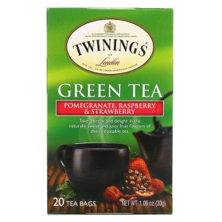 Twinings, Green Tea, Pomegranate, Raspberry & Strawberry, 20 Tea Bags, 1.06 oz (30 g)