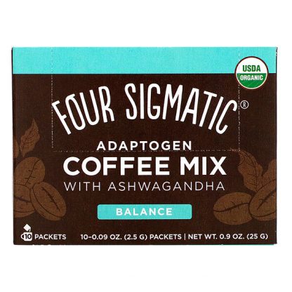 Four Sigmatic, Adaptogen Coffee Mix with Ashwagandha, Balance, Medium Roast, 10 Packets, 0.09 oz (2.5 g) Each