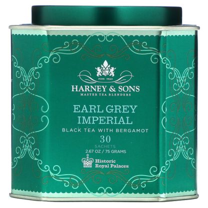 Harney & Sons, Earl Grey Imperial, Black Tea with Bergamot, 30 Sachets, 2.67 oz (75 g)