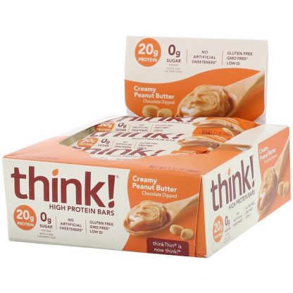 Think !, High Protein Bars, Creamy Peanut Butter, 10 Bars, 2.1 oz (60 g) Each