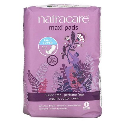 Natracare, Maxi Pads, Organic Cotton Cover, Super, 12 Super Pads