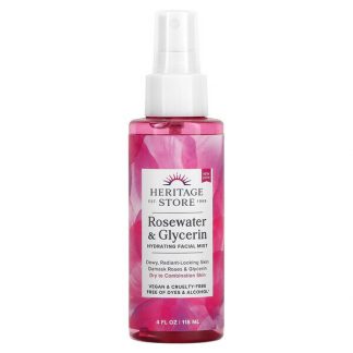 Heritage Store, Rosewater & Glycerin, Hydrating Facial Mist, 4 fl oz (118 ml)