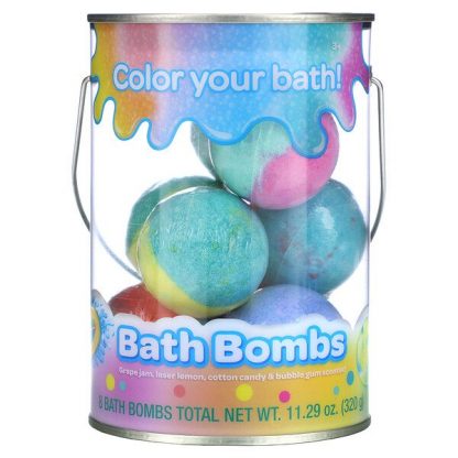 Crayola, Bath Bombs, Grape Jam, Laser Lemon, Cotton Candy & Bubble Gum Scented, 8 Bath Bombs, 11.29 oz (320 g)