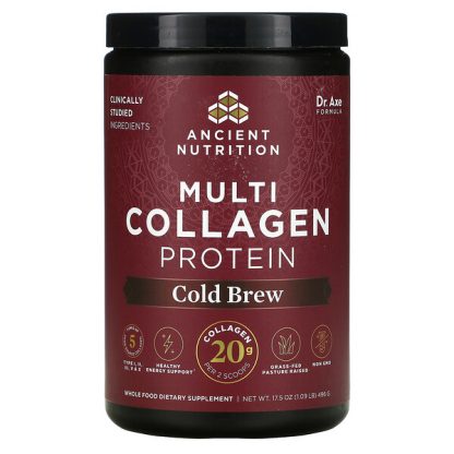 Dr. Axe / Ancient Nutrition, Multi Collagen Protein, Cold Brew, 1.09 lb (496 g)