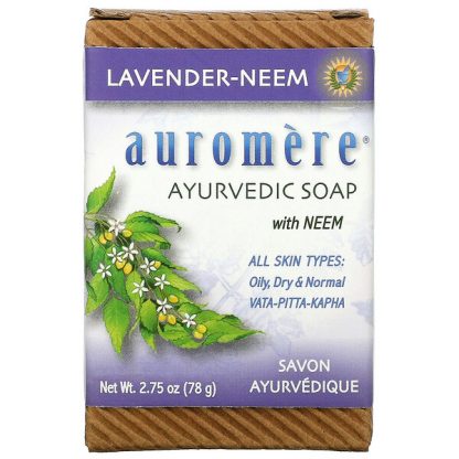 Auromere, Ayurvedic Bar Soap with Neem, Lavender-Neem, 2.75 oz (78 g)