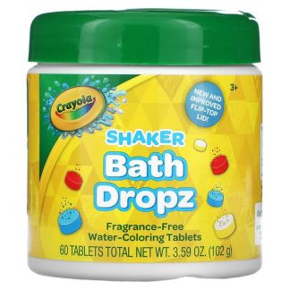 Crayola, Shaker Bath Dropz, 3+, Fragrance-Free, 60 Tablets, 3.59 oz (102 g)