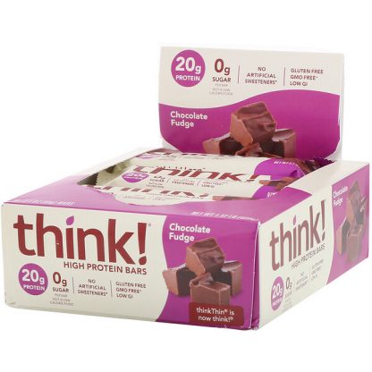 Think !, High Protein Bars, Chocolate Fudge, 10 Bars, 2.1 oz (60 g) Each