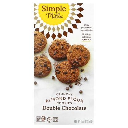 Simple Mills, Crunchy Almond Flour Cookies, Double Chocolate, 5.5 oz (156 g)