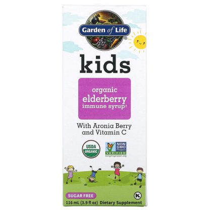 Garden of Life, Kids, Organic Elderberry Immune Syrup with Aronia Berry and Vitamin C, 3.9 fl oz (116 ml)