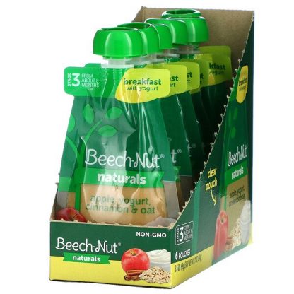 Beech-Nut, Naturals, Breakfast with Yogurt, Stage 3, Apple, Yogurt, Cinnamon & Oat, 6 Pouches, 3.5 oz (99 g) Each