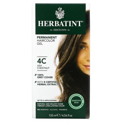 Herbatint, Permanent Haircolor Gel, 4C, Ash Chestnut, 4.56 fl oz (135 ml)