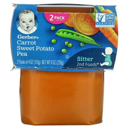 Gerber, Carrot Sweet Potato Pea, 2nd Foods, 2 Pack, 4 oz (113 g) Each