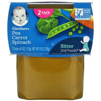 Gerber, Pea, Carrot, Spinach, 2nd Foods, 2 Pack, 4 oz (113 g) Each