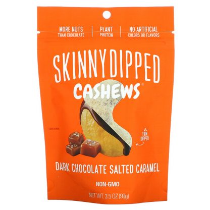 SkinnyDipped, Skinny Dipped Cashews, Dark Chocolate Salted Caramel, 3.5 oz (99g)