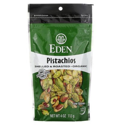 Eden Foods, Organic, Pistachios, Shelled & Dry Roasted, Lightly Sea Salted, 4 oz (113 g)