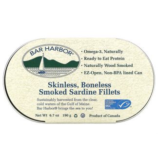 Bar Harbor, Skinless, Boneless Smoked Sardine Fillets, 6.7 oz (190 g)