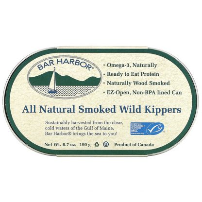 Bar Harbor, All Natural Smoked Wild Kippers, 6.7 oz (190 g)