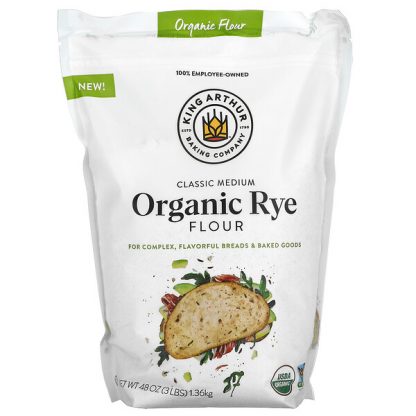 King Arthur Flour, Classic Medium Organic Rye Flour, 3 lbs (1.36 kg)