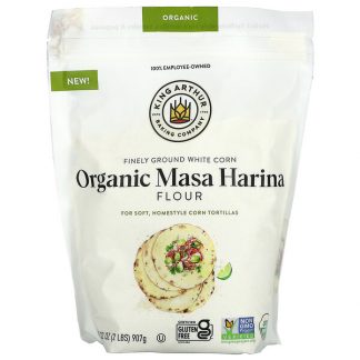 King Arthur Flour, Finely Ground White Corn Organic Masa Harina Flour, 2 lbs (907 g)