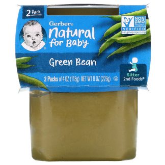 Gerber, Natural For Baby, Green Bean, 2nd Foods, 2 Pack, 4 oz (113 g) Each