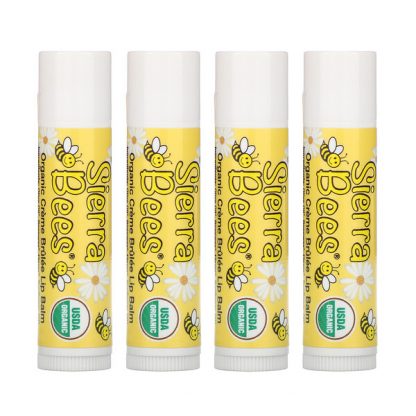 Sierra Bees, Organic Lip Balms, Creme Brulee, 4 Pack, .15 oz (4.25 g) Each