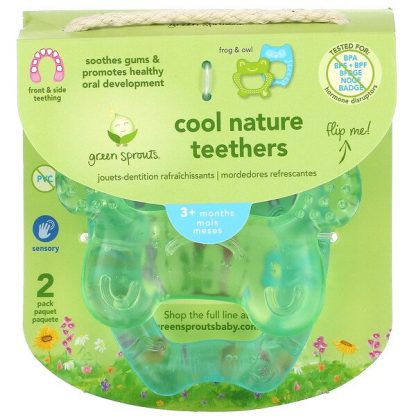 Green Sprouts, Cool Nature Teethers, 3+ Months, Green, Aqua, 2 Pack