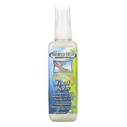 Naturally Fresh, Foot Spray, Deodorant Crystal, Fragrance Free, 4 fl oz (120 ml)