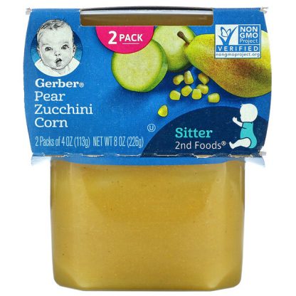 Gerber, Pear Zucchini Corn, 2nd Foods, 2 Pack, 4 oz (113 g) Each