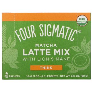 Four Sigmatic, Matcha Latte Mix with Lion's Mane, Think, 10 Packets, 0.21 oz (6 g) Each