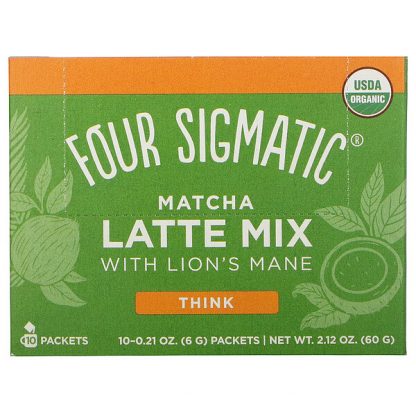 Four Sigmatic, Matcha Latte Mix with Lion's Mane, Think, 10 Packets, 0.21 oz (6 g) Each