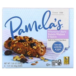 Pamela's Products, Whenever Bars, Raisin Walnut Spice, 5 Bars, 1.41 oz (40 g) Each