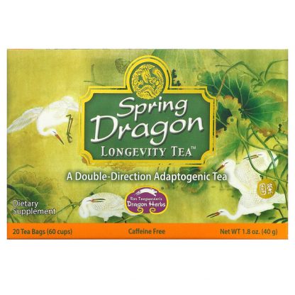 Dragon Herbs, Spring Dragon Longevity Tea, Caffeine Free, 20 Tea Bags, 1.8 oz (40 g)