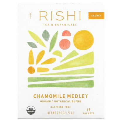 Rishi Tea, Organic Botanical Blend Tea, Chamomile Medley, Caffeine-Free, 15 Sachets, 0.95 oz (27 g)