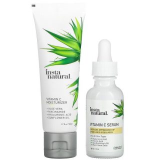 InstaNatural, Skin Brightening Vitamin C Essentials, Serum & Moisturizer Discovery Bundle, 1 Set