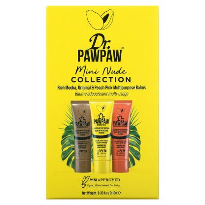 Dr. PAWPAW, Mini Nude Collection, Multipurpose Balms, Rich Mocha, Original & Peach Pink, 3 Pack